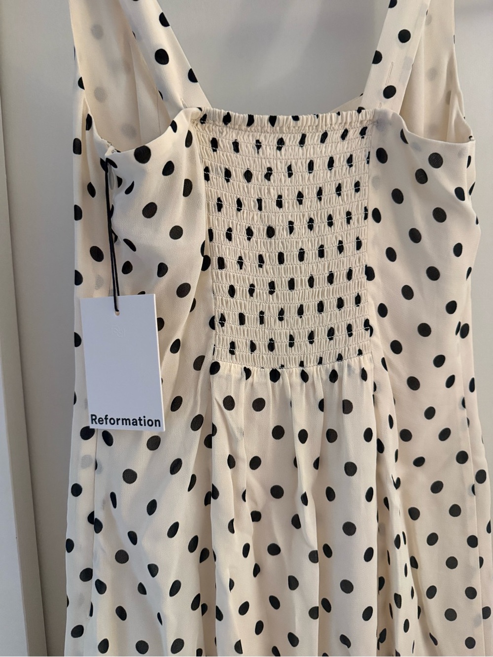 White polka dot Laine Reformation Dress - Picture 7 of 9